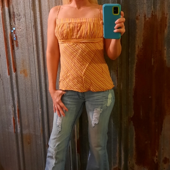 Striped Runched Bandeau Tie Back Charlotte Russe Top - Picture 1 of 8